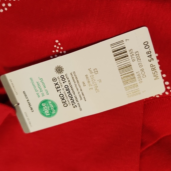 Carter's Red and White Christmas Tree 2 Piece Unisex Pajama Set ☃️❄️🎁 - Picture 4 of 11